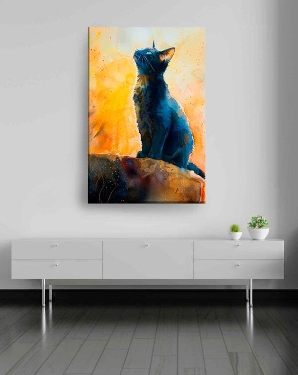 Gato negro acuarela