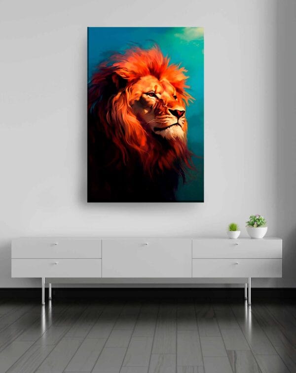 León acuarela turquesa