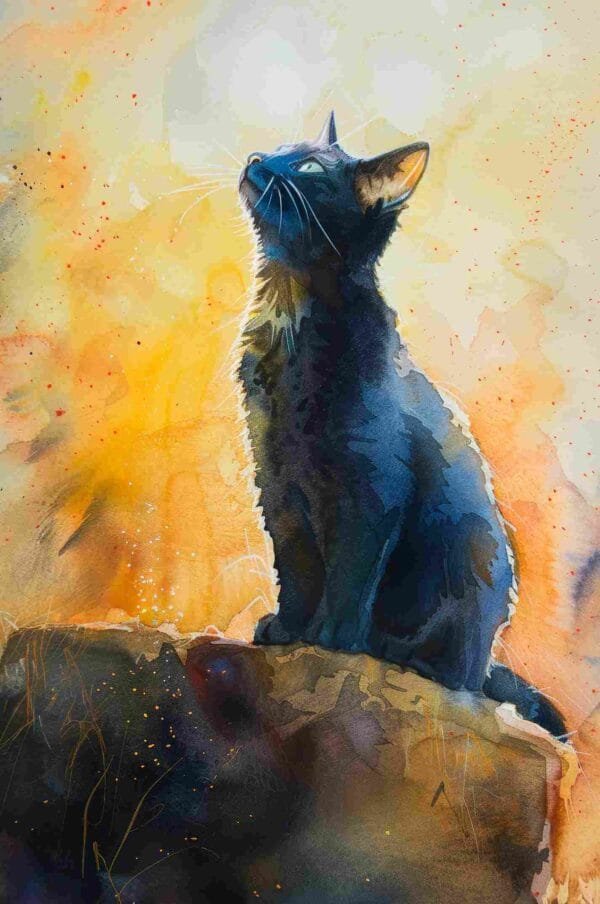 Gato negro acuarela - Image 2