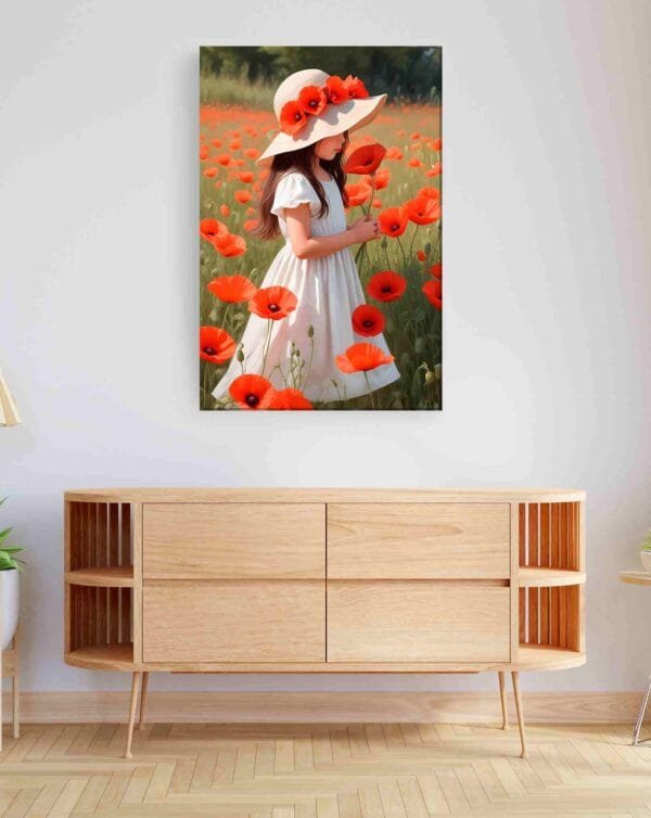 Niña flores rojas