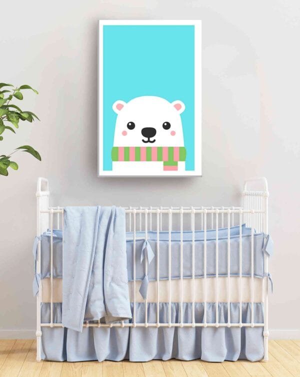Oso polar fondo azul