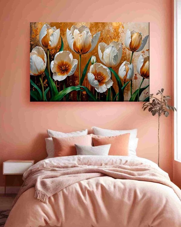 Tulipanes blanco dorado