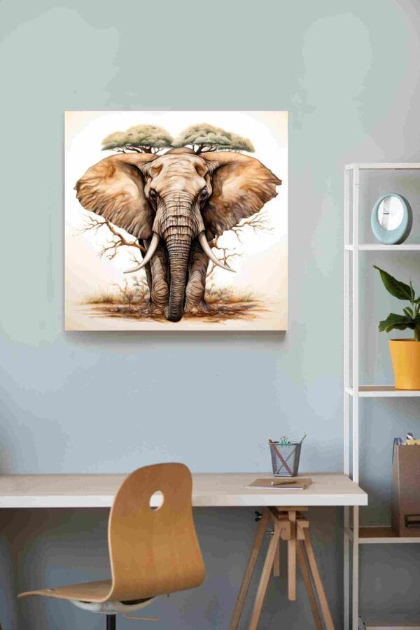 Elefante acuarela árboles