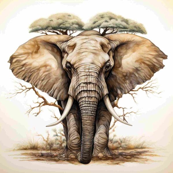Elefante acuarela árboles - Image 2