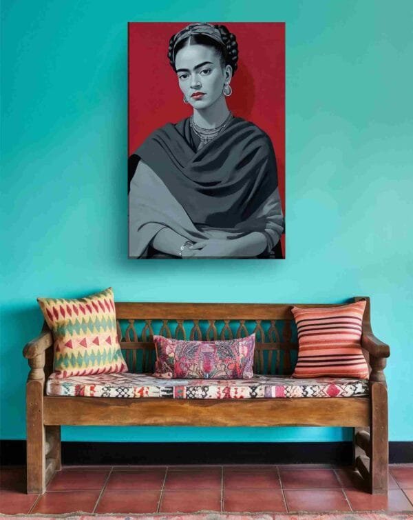 Frida Kahlo fondo tinto