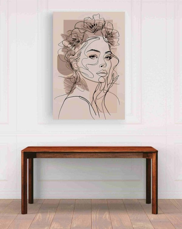Mujer flores líneas