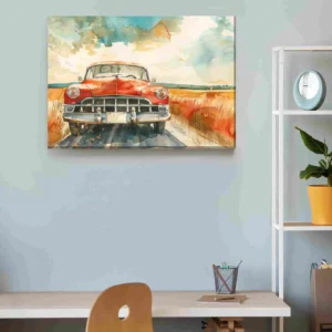 Auto carretera acuarela