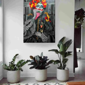 Catrina tocado rojo amarillo