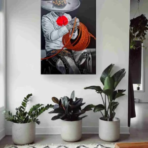 Charro blanco y negro lazo