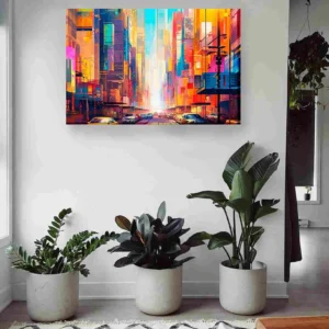 Ciudad colores geométricos