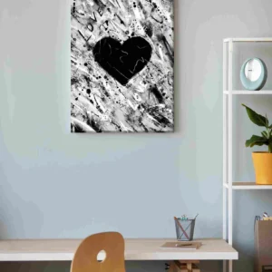 Corazón negro fondo graffiti