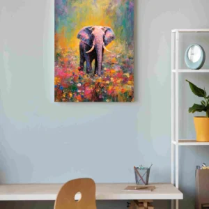 Elefante campo flores