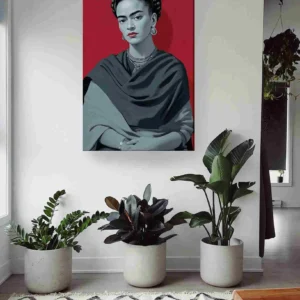 Frida Kahlo fondo tinto