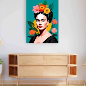 Frida Kahlo fondo turquesa