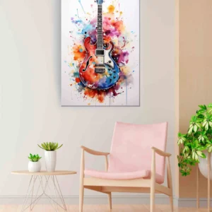 Guitarra colores acuarela