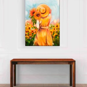 Niña girasoles pinceladas