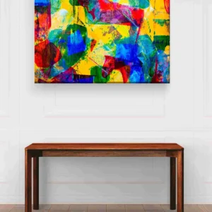 Pintura abstracta azul, amarillo y rojo