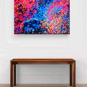 Pintura pixeles rosa y azul
