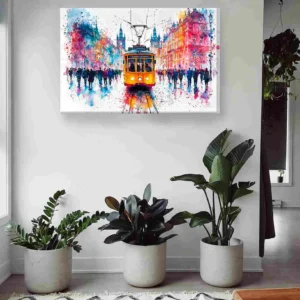 Tranvía Londres acuarela