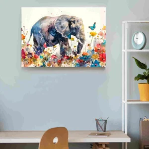 Elefante acuarela campo