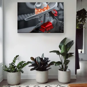 Escaramuza moño rojo blanco y negro