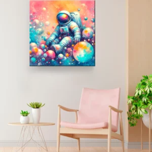 Astronauta burbujas arcoíris