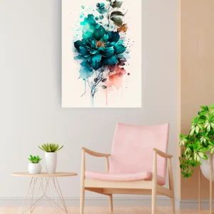 Flor turquesa acuarela