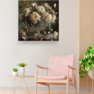 Florero flores blancas agua