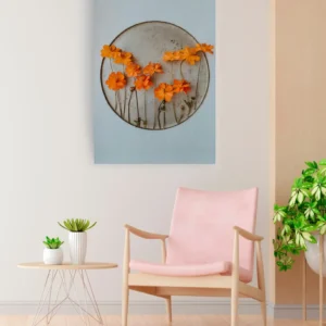 Flores naranjas circulo