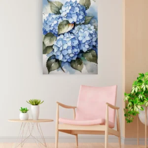 Hortensias azules acuarela