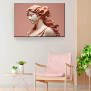 Estatua femenina ondas rosa